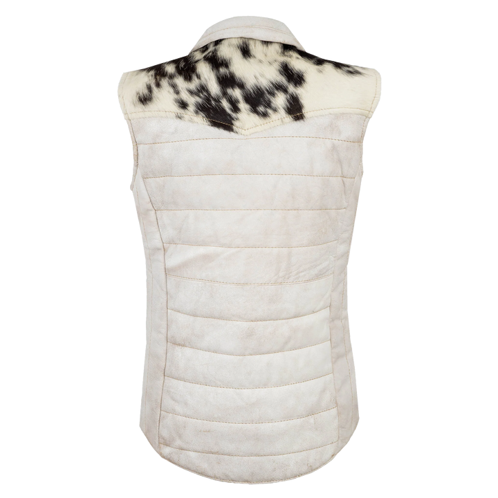 Women's Leather Vest with Cowhide Trim