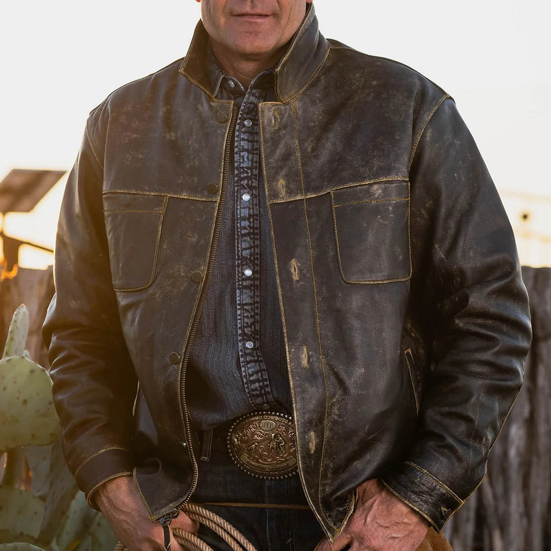 Men's Antique Black Leather Jacket