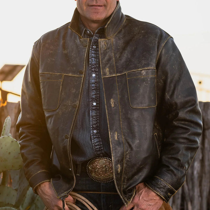 Men's Antique Black Leather Jacket