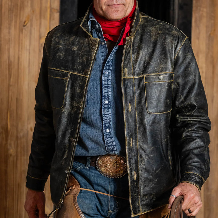 Men's Antique Black Leather Jacket