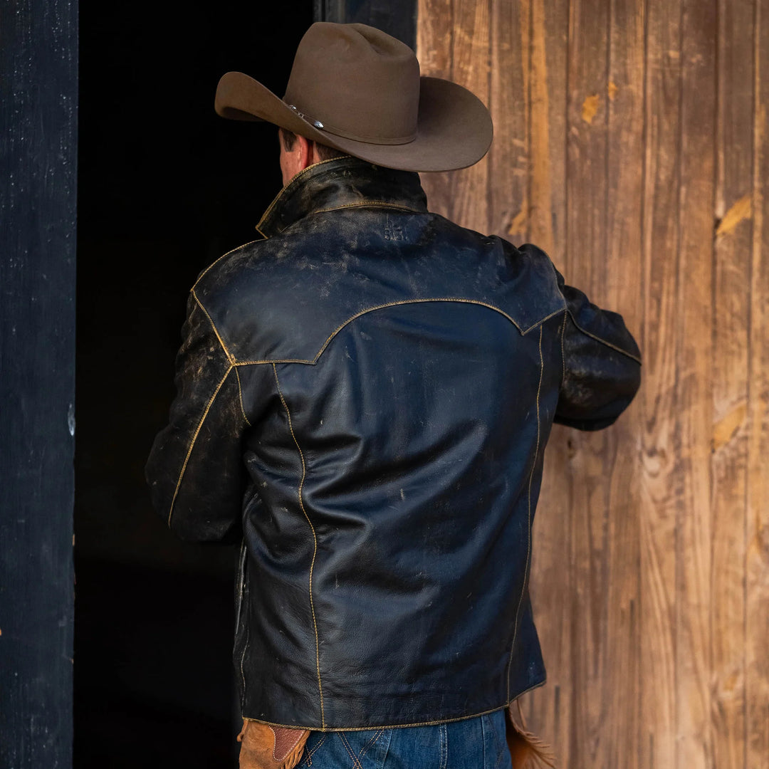 Men's Antique Black Leather Jacket