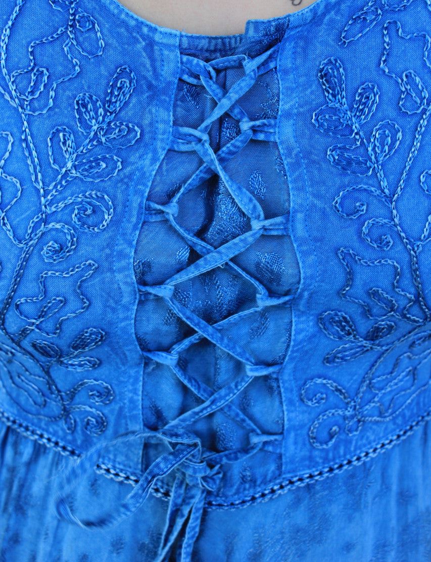 Lace Front Dress - Light Denim