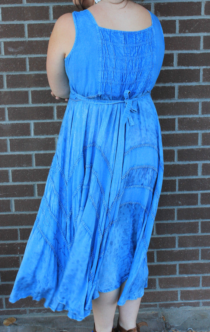 Lace Front Dress - Light Denim