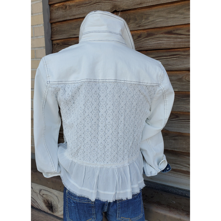 White Jacket with Ruffles & Lace