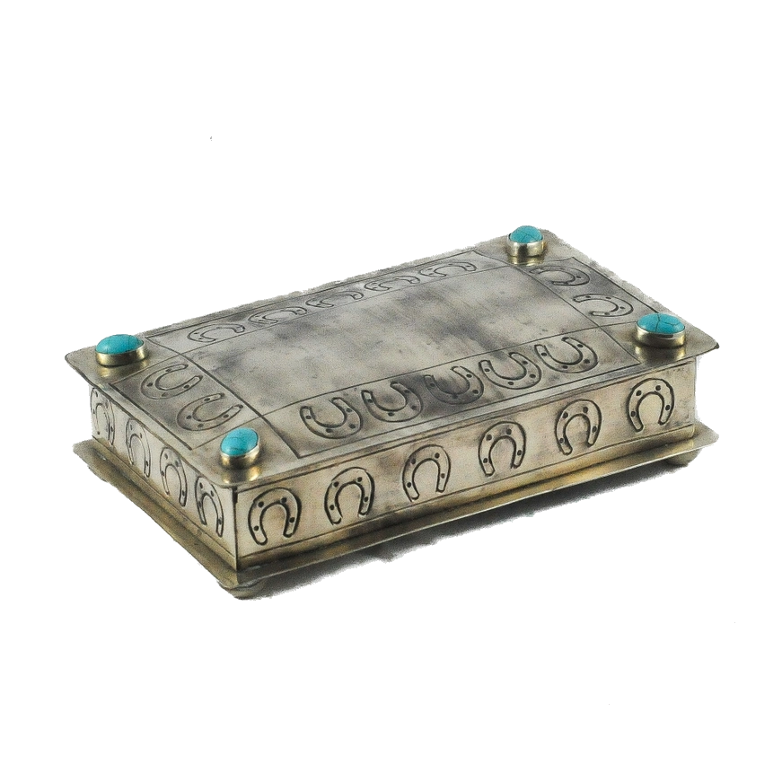 Stamped Box with Horseshoes and Turquoise