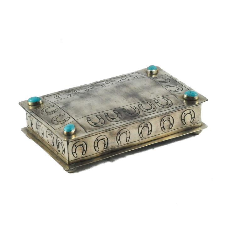 Stamped Box with Horseshoes and Turquoise