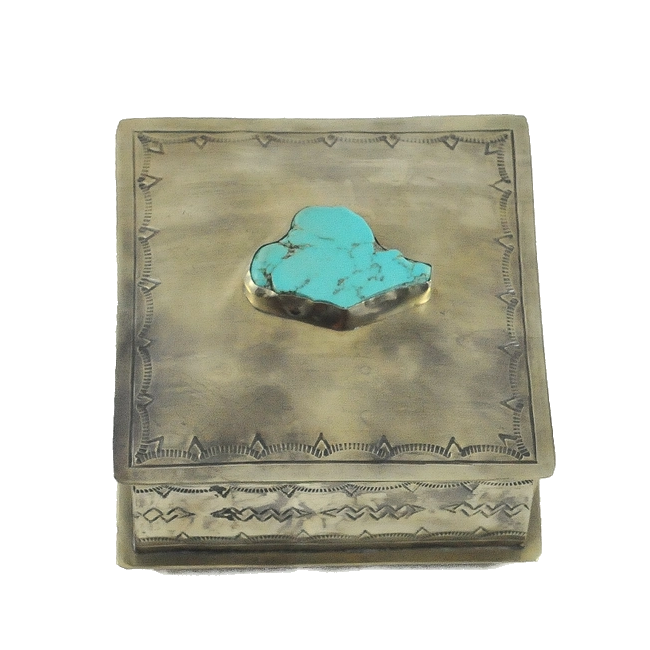 Stamped Square Box with Turquoise Slab