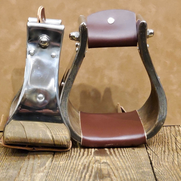 4 1/2" Stainless Covered Wooden Stirrups