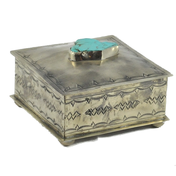 Stamped Square Box with Turquoise Slab