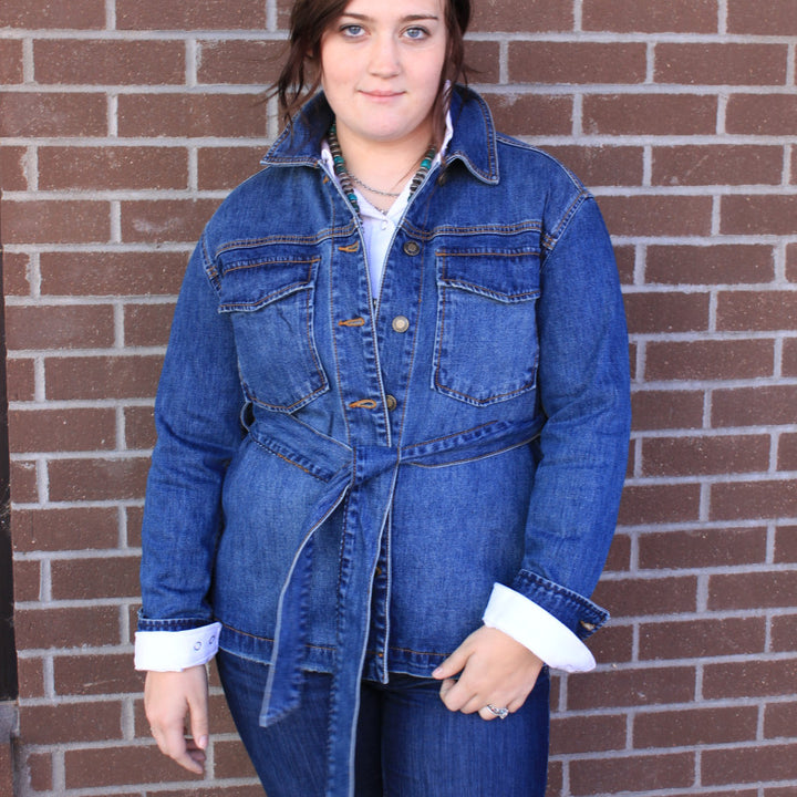 Women's Belted Denim Jacket