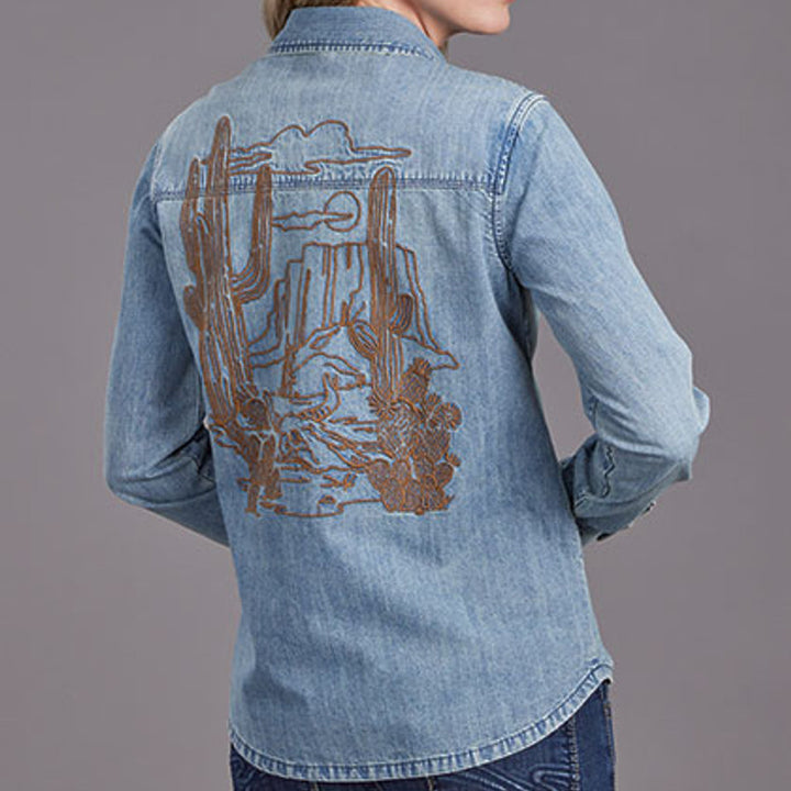 Denim Shirt with Back Embroidery