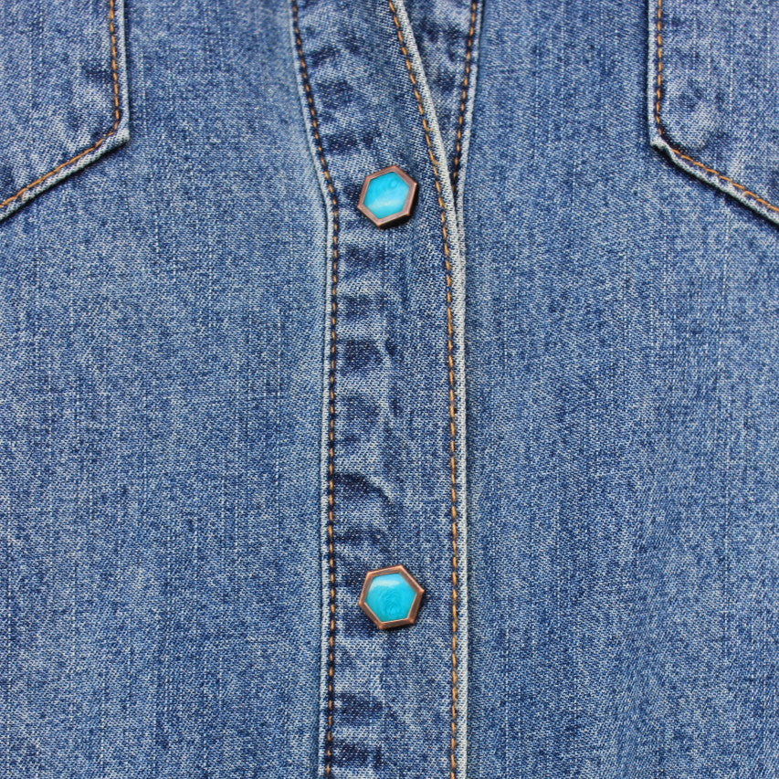 Women's Denim Western Shirt with Turquoise Snaps