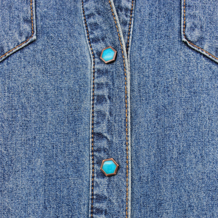 Women's Denim Western Shirt with Turquoise Snaps