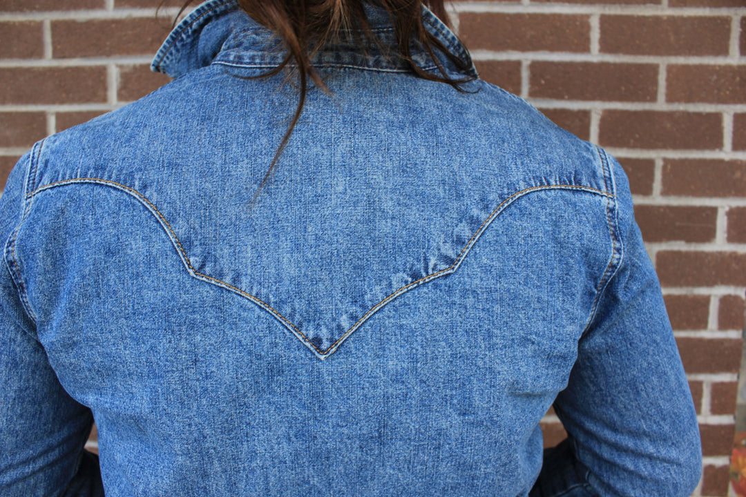 Women's Denim Western Shirt with Turquoise Snaps