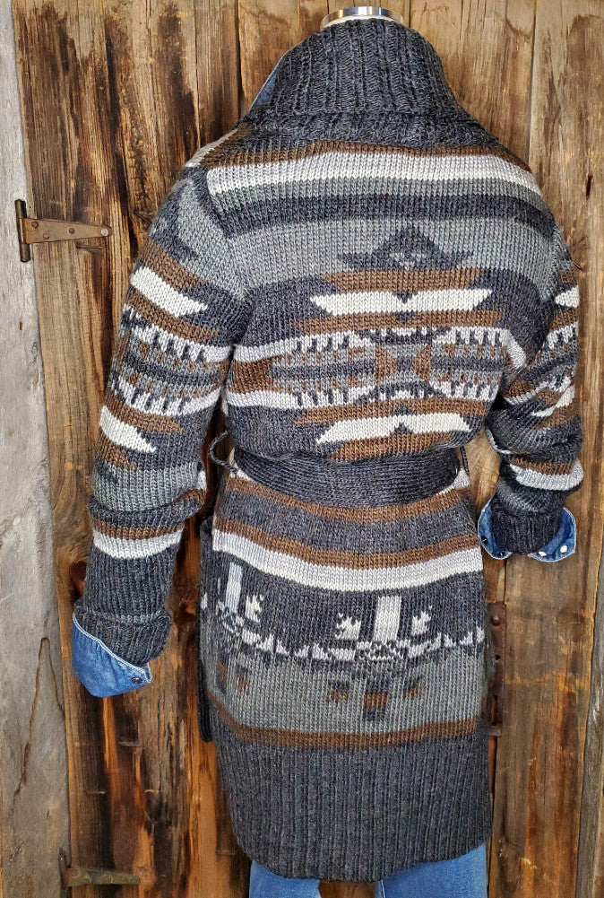 Aztec Print Tie Sweater