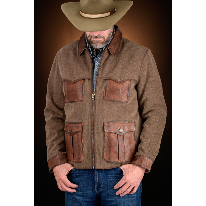 Stoddard Men's Canvas Jacket with Leather Trim