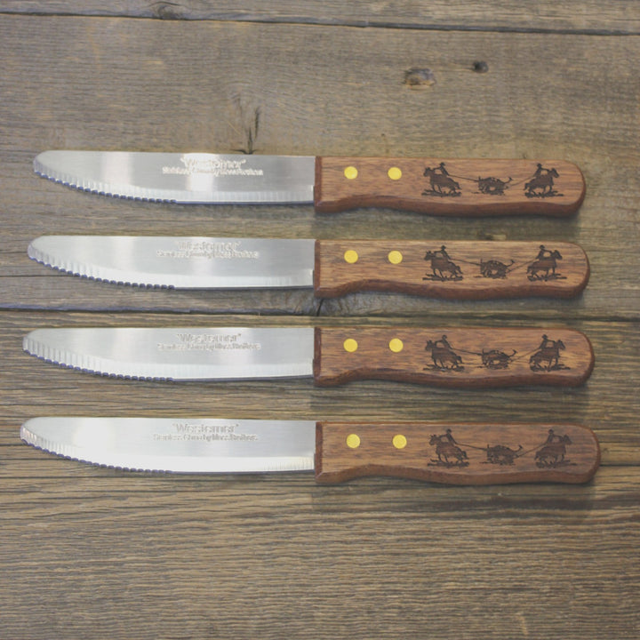 Team Roping Wooden Handle Steak Knives