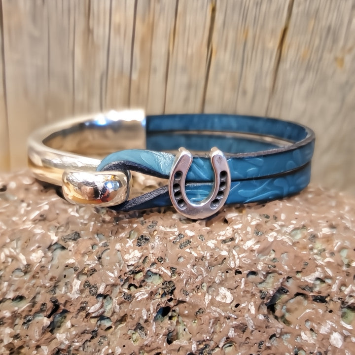 Lucky Horseshoe Leather Bracelet - Turquoise