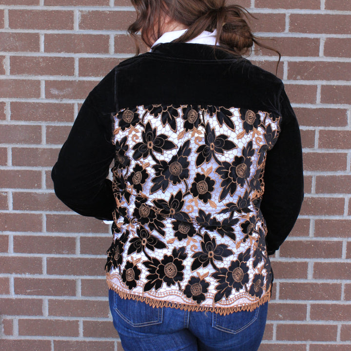 Velvet Shirt with Cutwork Back