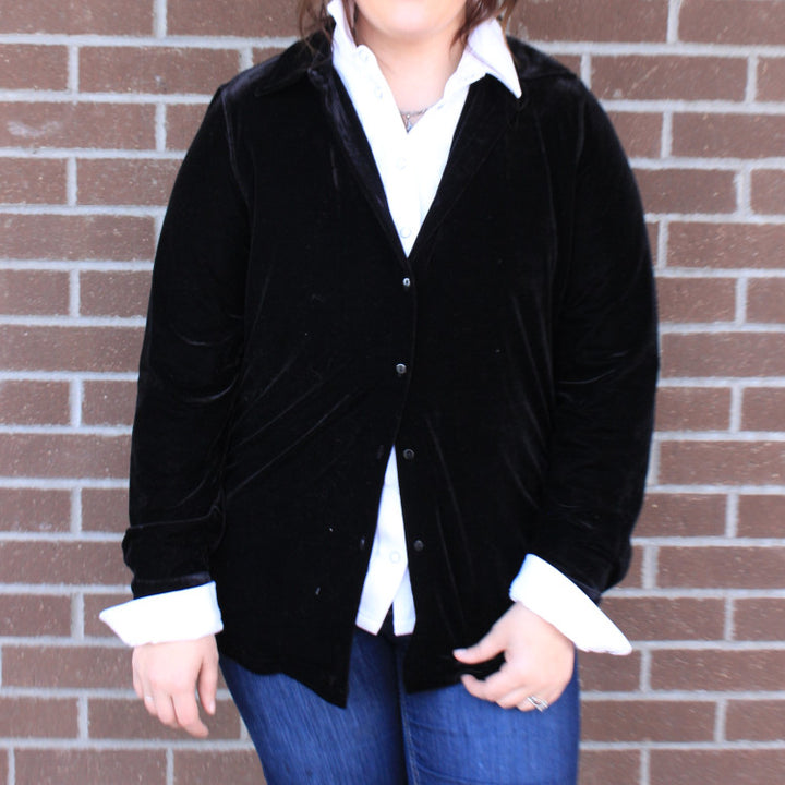 Velvet Shirt with Cutwork Back