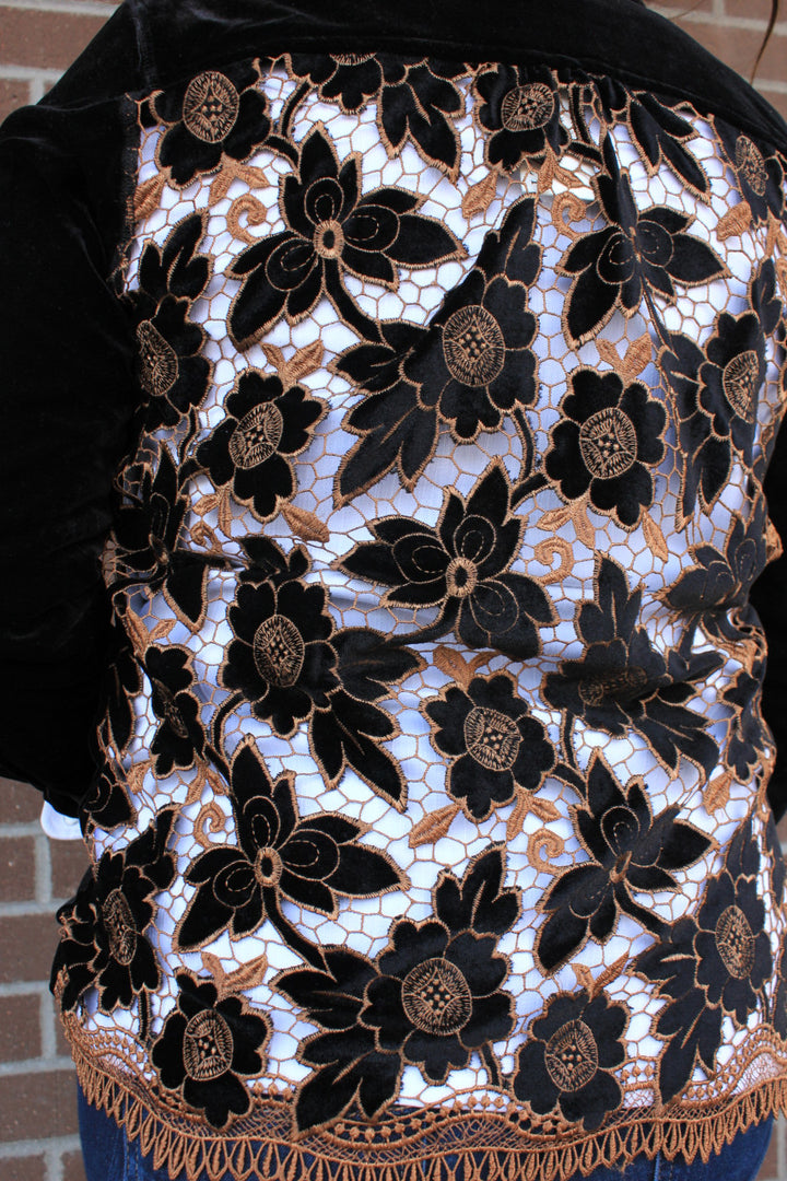 Velvet Shirt with Cutwork Back