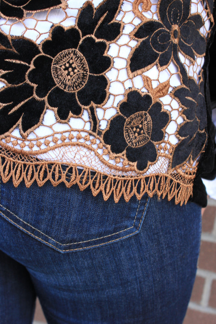 Velvet Shirt with Cutwork Back