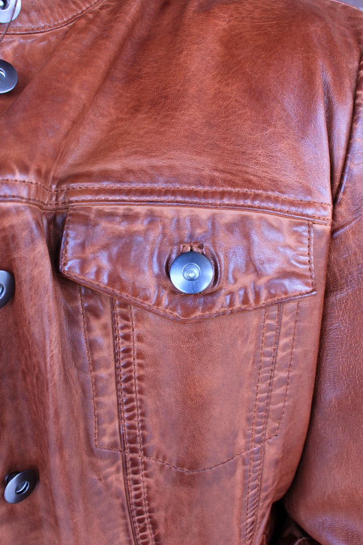 Vintage Leather Jean Jacket