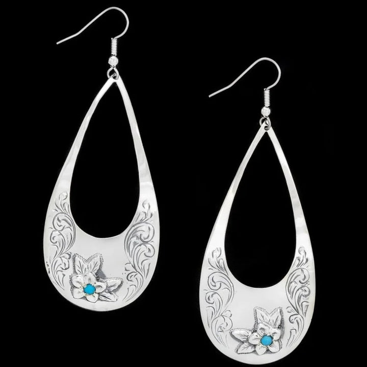 Sterling Turquoise Blossom Teardrop Earrings