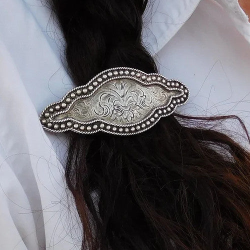 Sterling Silver Barrette with Scalloped Edge