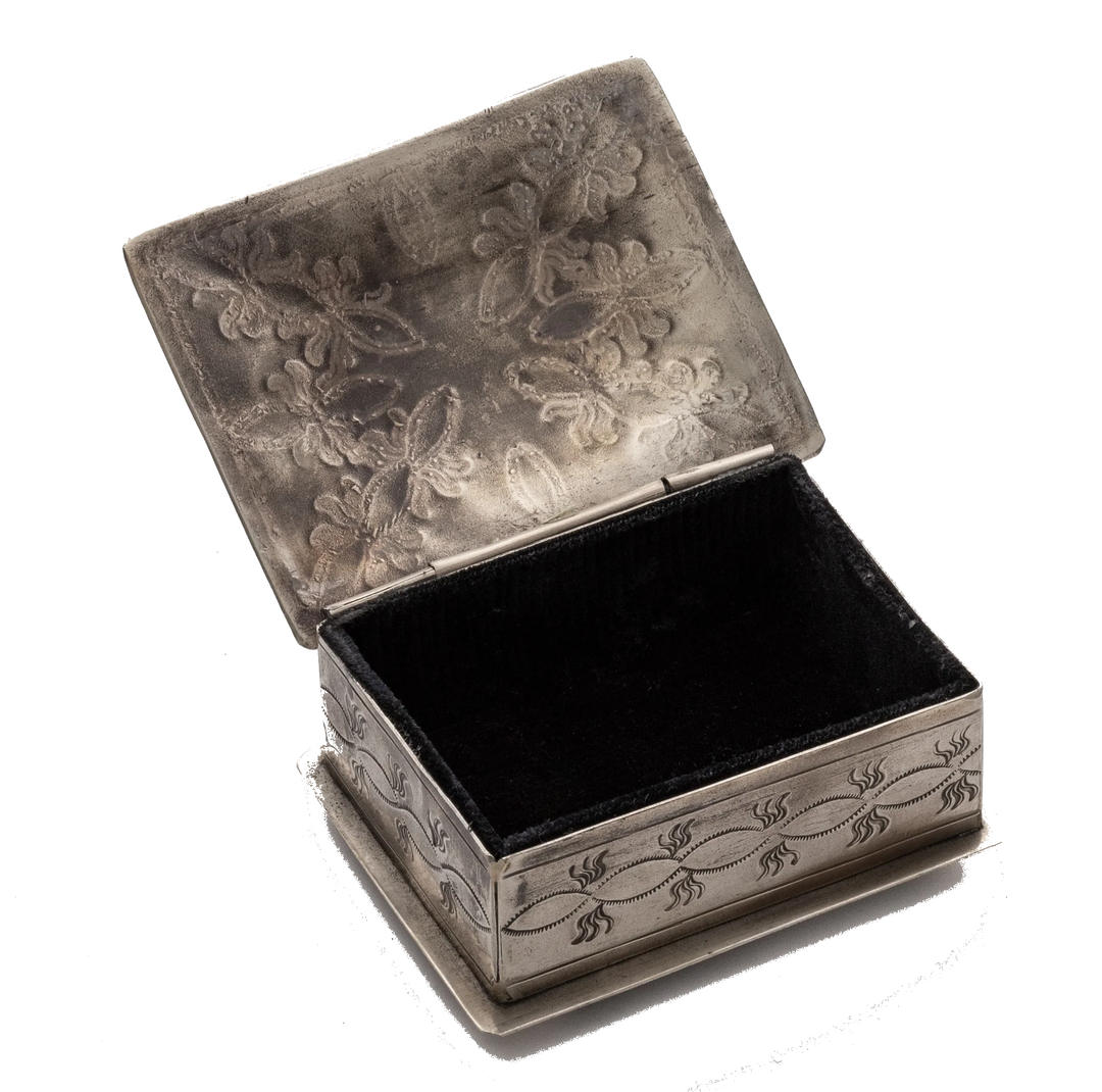 Small Stamped Box with Turquoise Stone