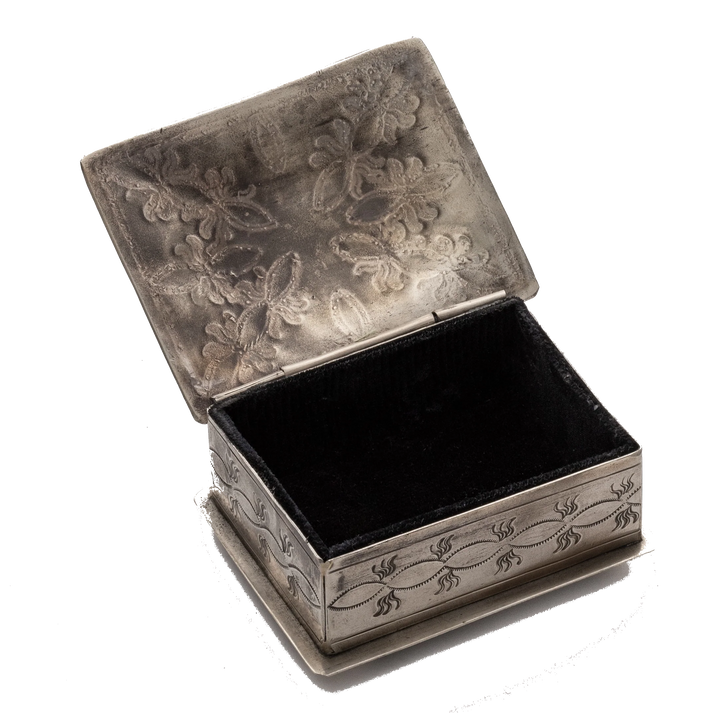 Small Stamped Box with Turquoise Stone