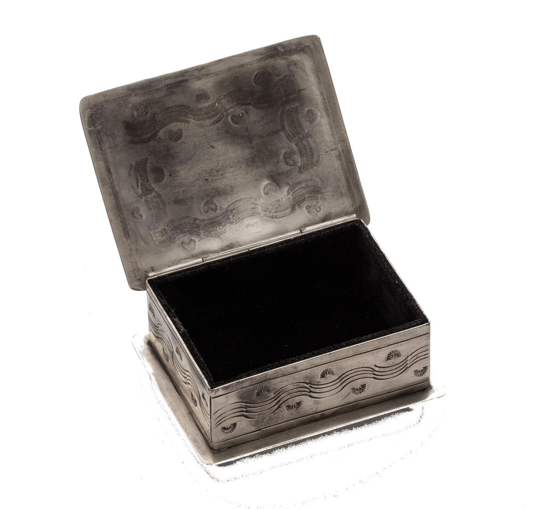 Small Stamped Box with Turquoise Stone