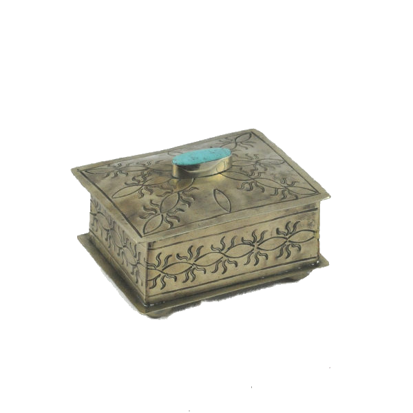 Small Stamped Box with Turquoise Stone