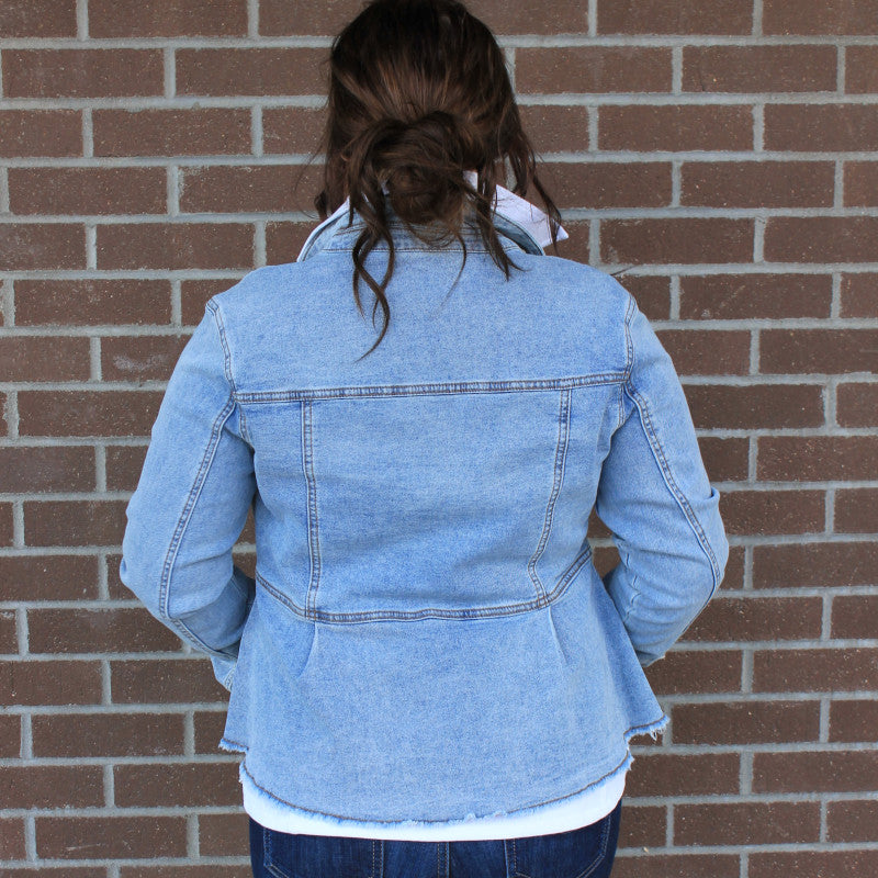 Washed Denim Peplum Jacket