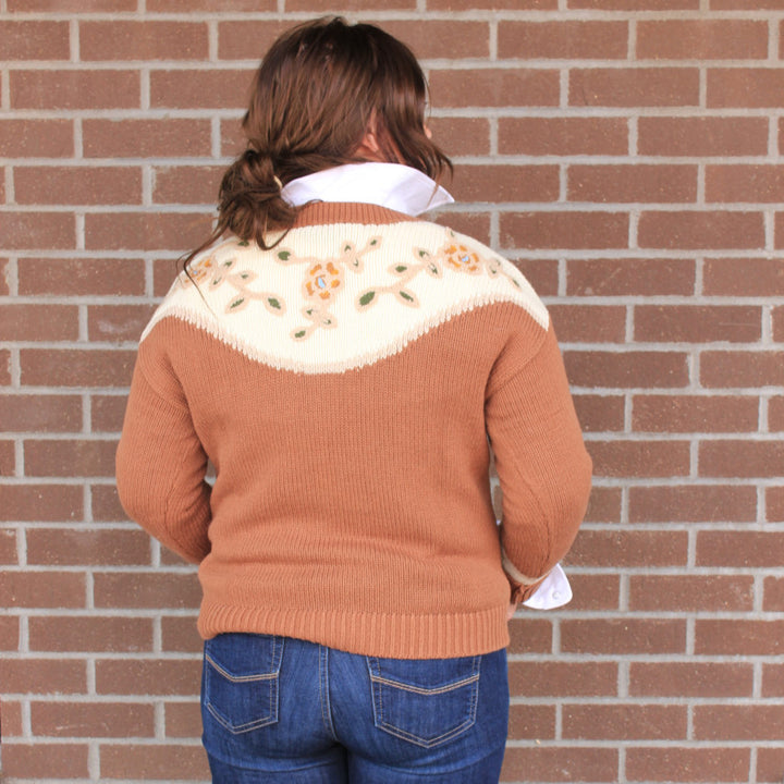 Western Floral Henley Sweater