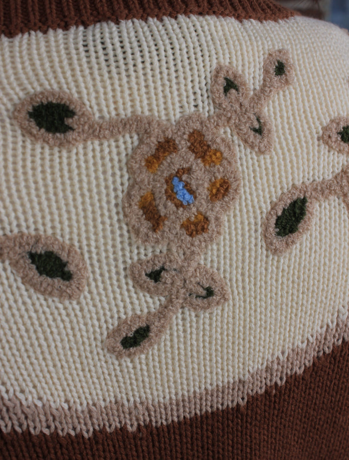 Western Floral Henley Sweater