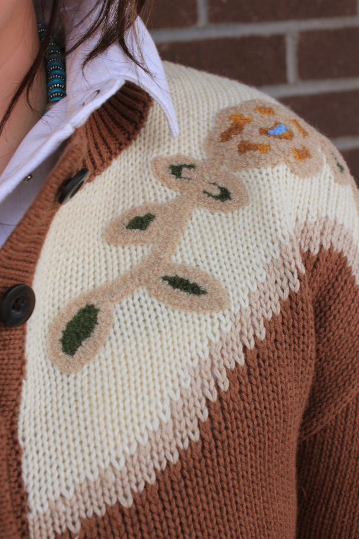 Western Floral Henley Sweater