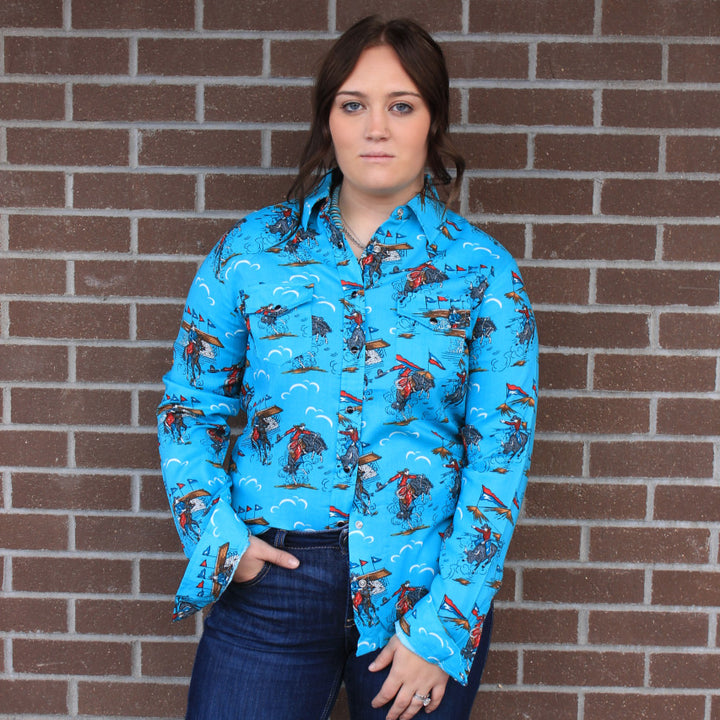 Women's Retro Rodeo Print Western Shirt