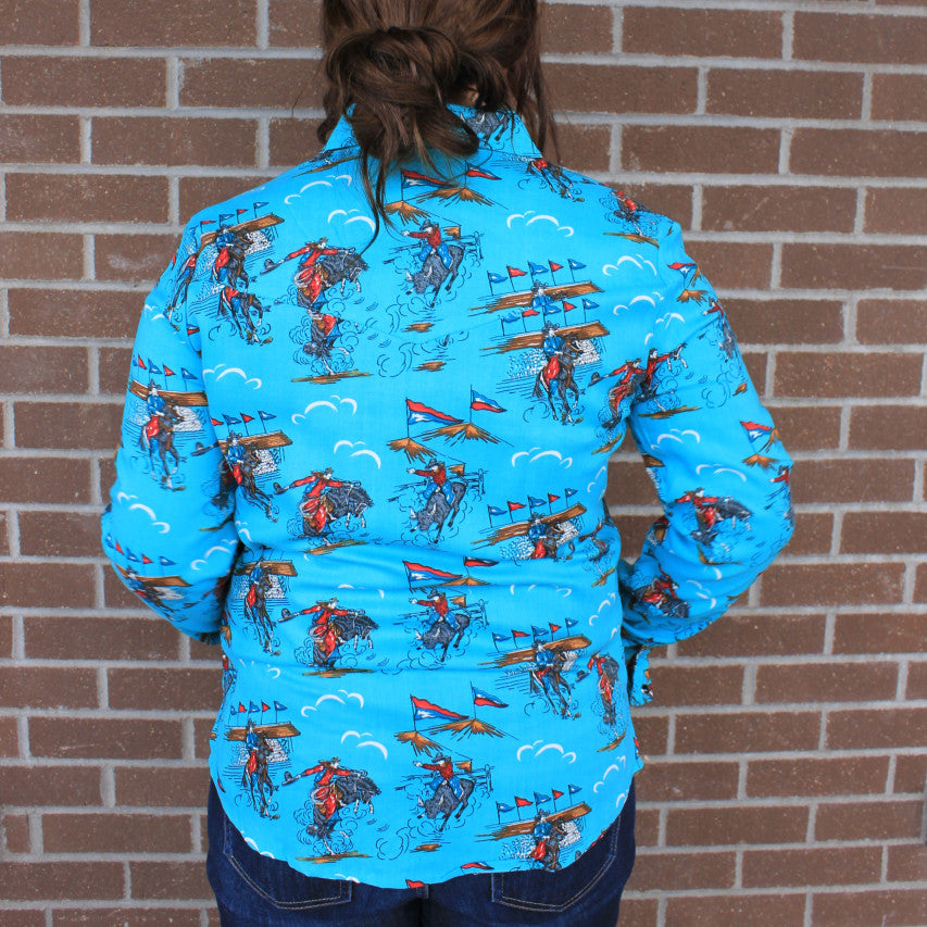 Women's Retro Rodeo Print Western Shirt