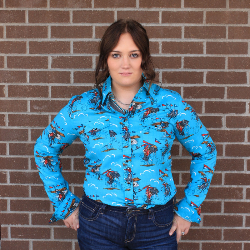 Women's Retro Rodeo Print Western Shirt