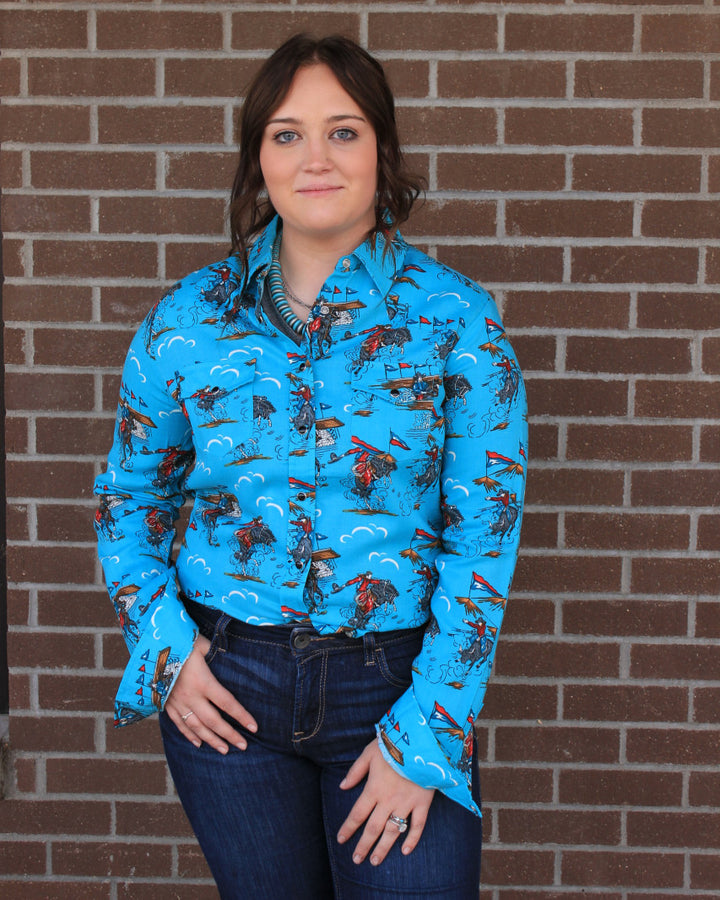 Women's Retro Rodeo Print Western Shirt