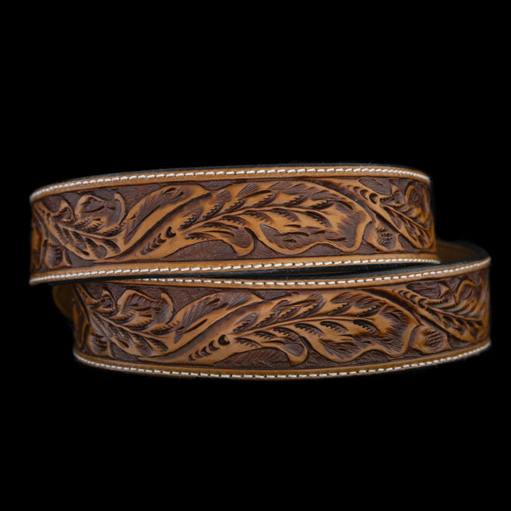 Russet Running Oak Leaf Tooled Belt