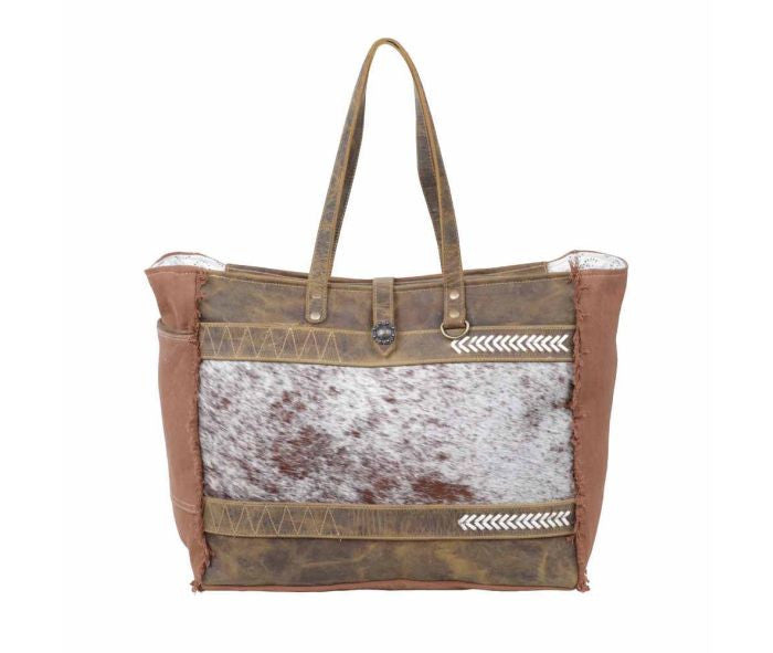 Salt and Pepper Canvas and Hair On Weekender Bag