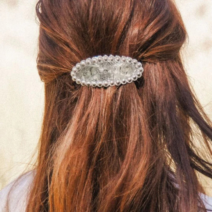 Sterling Rosette Floral Barrette