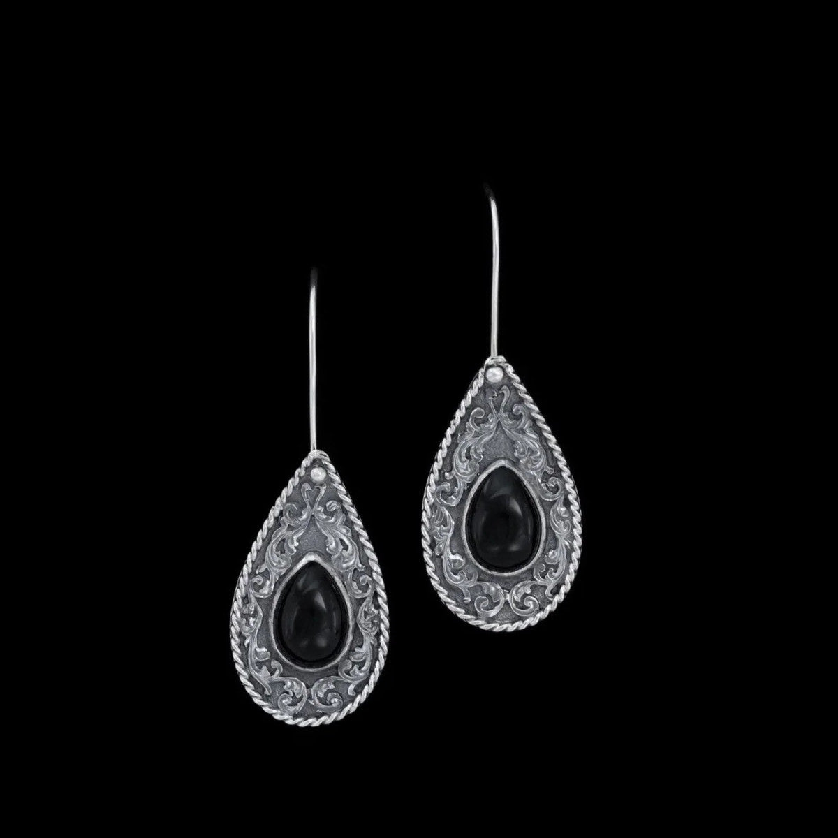 Sterling Silver Earrings with Black Onyx- Vogt 011-2400