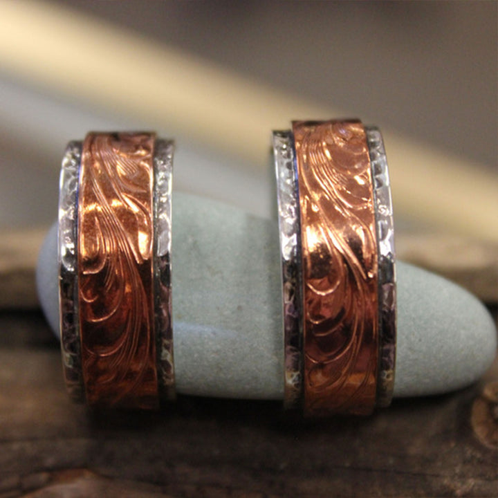 Copper and Silver Hoop Earrings