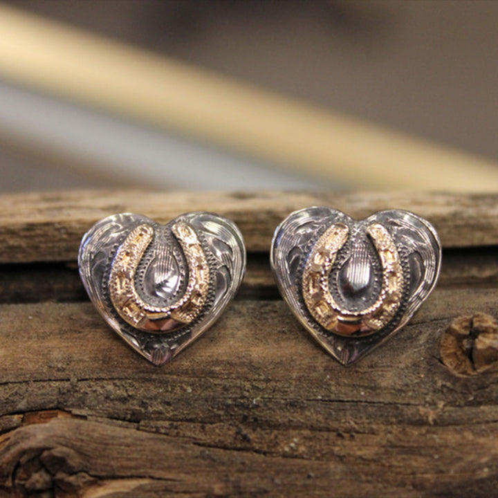 Sterling Hearts with Lucky Horseshoe Earrings