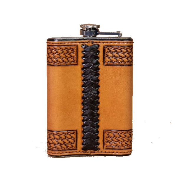 Tooled Flask Pouch Wendigo Leather 
