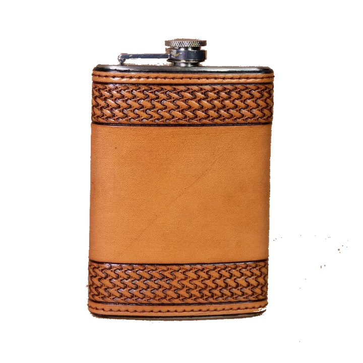 Custom Cowboy Shop - Hand-Tooled Leather Flask
