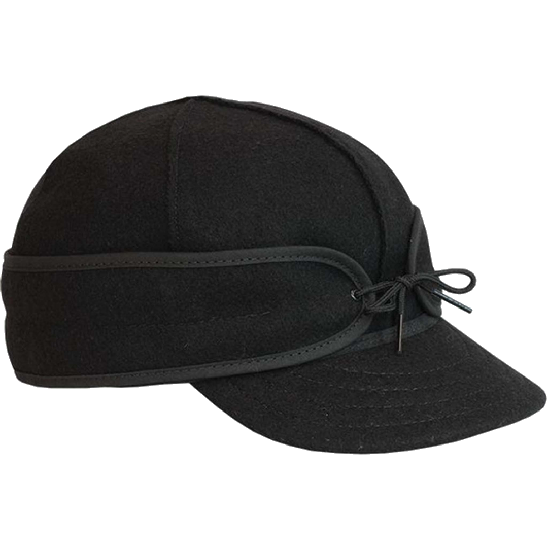 Black Wool Blend Cap with Ear Flaps